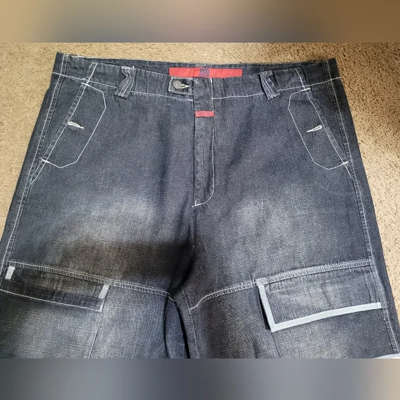 VTG MARITHE FRANCOIS GIRBAUD SHUTTLE TAPE BLACK BAGGY DENIM JEANS MEN'S 42